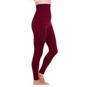 Homma Premium Thick High Waist Tummy Compression Slimming Leggings in Burgundy M